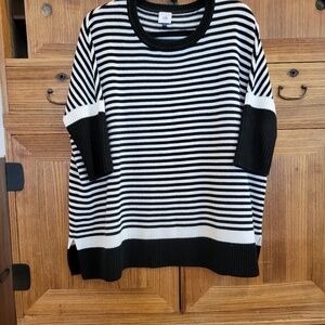 CABI sweater tunic.  Black/white stripe. Size S. From 2025 Spring.
